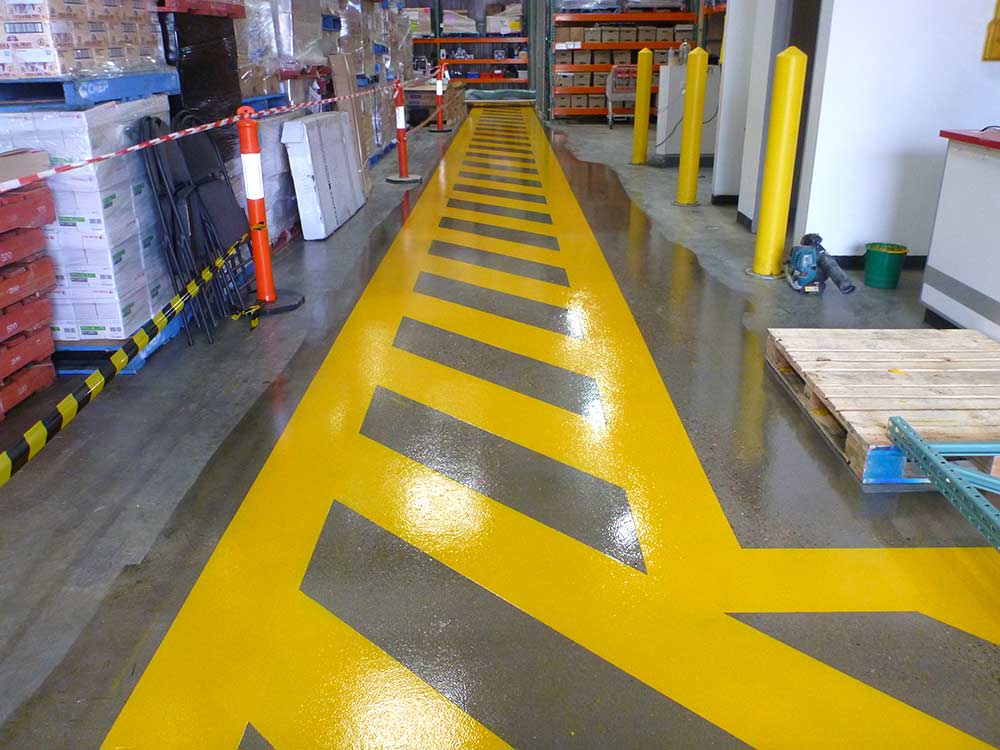 Safe walkway hatching markings at Costco, ACT
