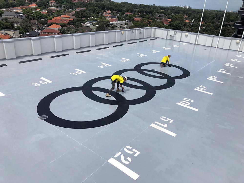 Audi logo car carpark bay line marking