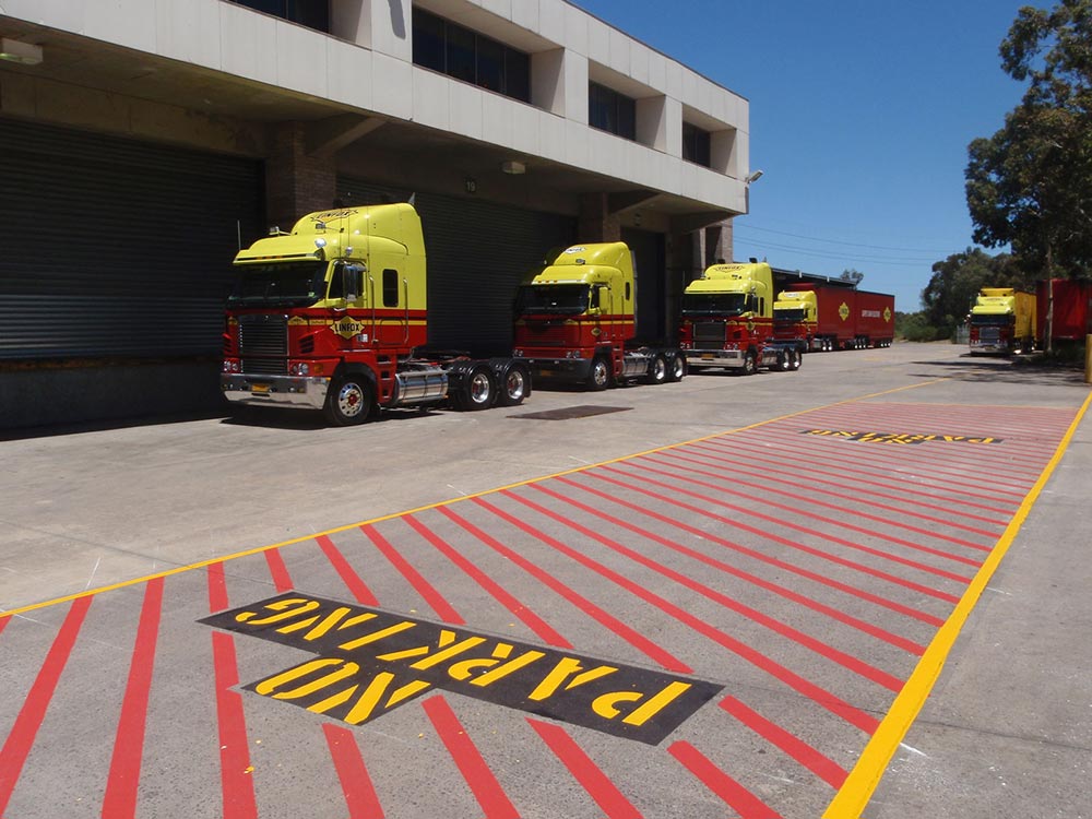 Painted No-Parking hatching at Linfox Sydney NSW